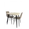 Mia Square Dining Table and 2 x Leon Velvet Grey Dining Chairs